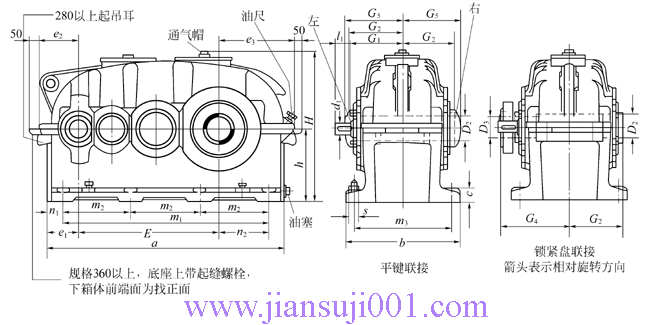 SDA型圓柱齒輪減速機(jī)外形及安裝尺寸