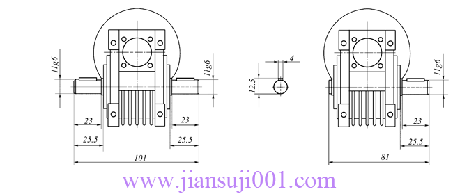 WWJ系列蝸桿減速器(WWJ025型尺寸圖)