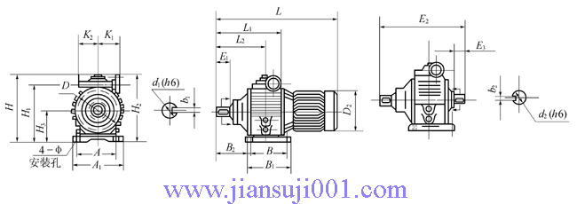 URX(臥式)系列外形及安裝尺寸