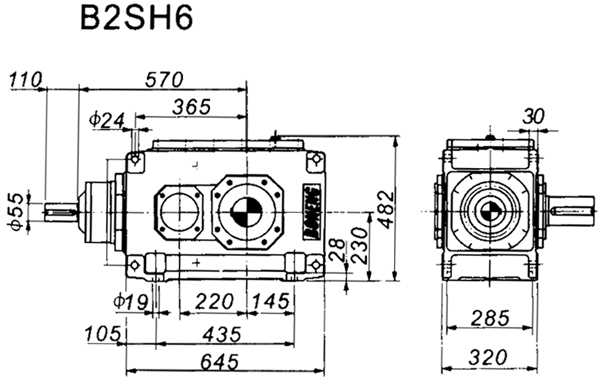 B2SH系列外型及安裝尺寸圖