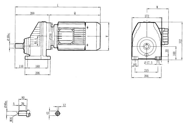 RC硬齒面減速機(jī)-RCX87..型外形及安裝尺寸