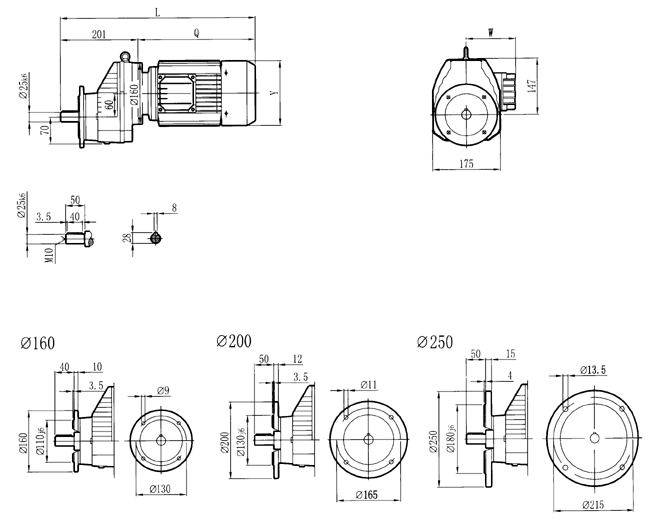 RC硬齒面減速機(jī)-RCXF67..型外形及安裝尺寸