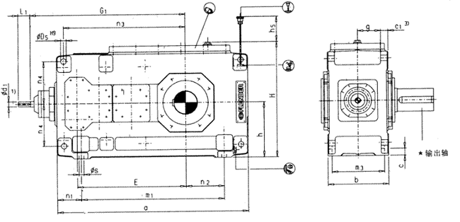 直交軸齒輪箱四級(jí)傳動(dòng)臥式安裝(類型B4.H)