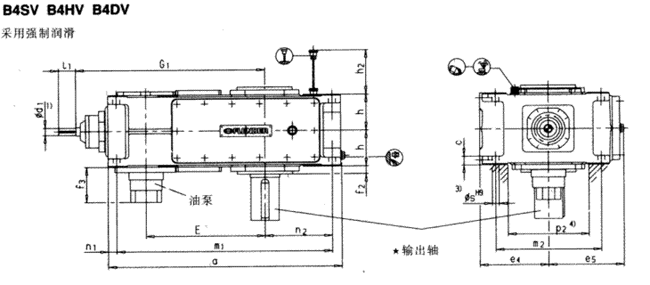 直交軸齒輪箱四級(jí)傳動(dòng)立式安裝(類型B4.V)