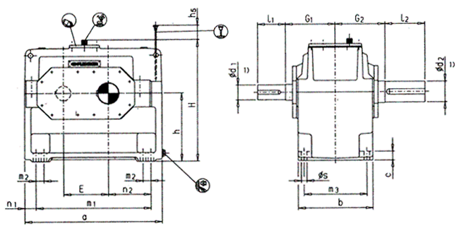 平行軸齒輪箱單級傳動(dòng)臥式安裝(類型H1SH)
