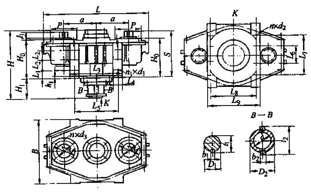 ZZRH型二環(huán)減速器外形尺寸(JB-T10299-2001)