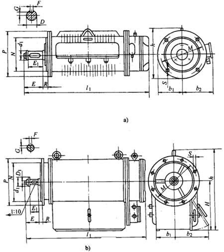 JZF2-H系列船用起貨交流三相異步電動(dòng)機(jī)外形尺寸