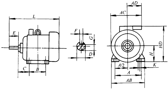 YB系列中型低壓隔壁爆型三相異步電動機(jī)外形及安裝尺寸