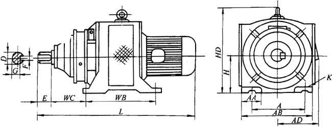 YCTJ系列低轉(zhuǎn)速電磁調(diào)速三相異步電動(dòng)機(jī)外形尺寸