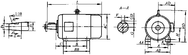YCY系列(IP44)抽油機(jī)用三相異步電動(dòng)機(jī)外形及安裝尺寸