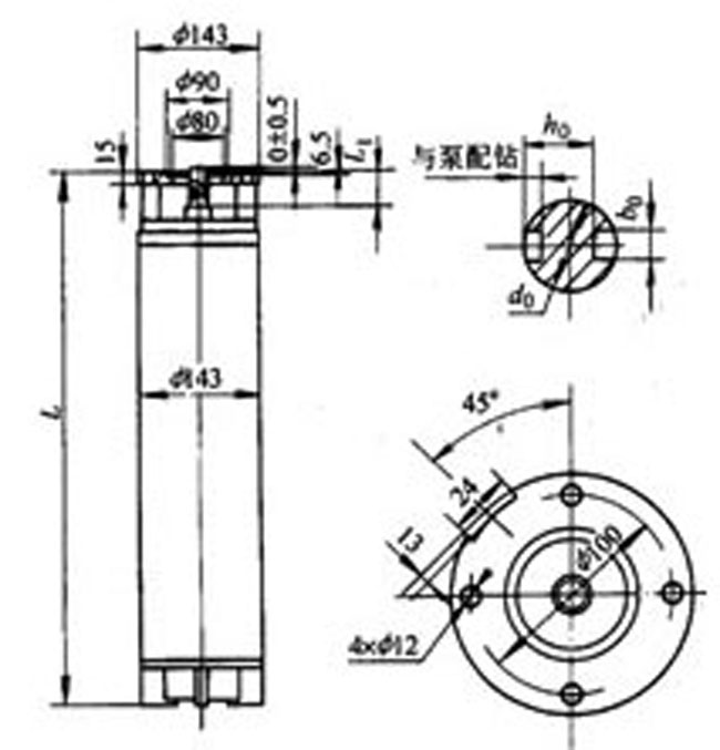 YQS系列井用潛水三相異步電動(dòng)機(jī)外形及安裝尺寸