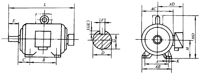 YR系列(IP23)中型低壓三相異步電動機(jī)外形及安裝尺寸(380V)