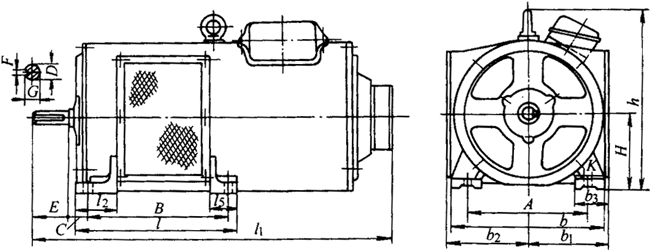 JZTT型電磁調(diào)速異步電動(dòng)機(jī)外形尺寸(1~9號(hào)機(jī)座)